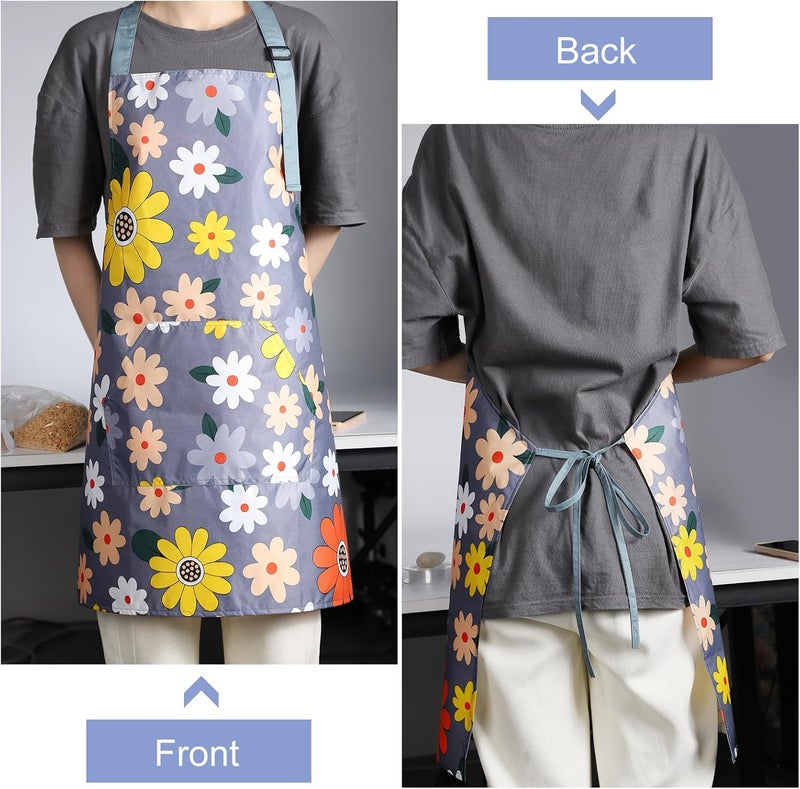 IHFAIO Apron for Women with Pockets, Adjustable Waterproof Floral Chef Aprons for Kitchen, Gardening, Cooking, BBQ or Baking - Image 5